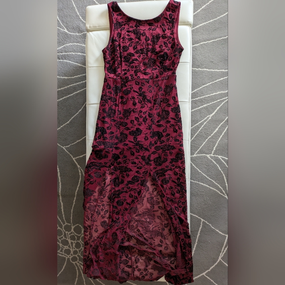 Long, Floral Evening Dress with Double Slits